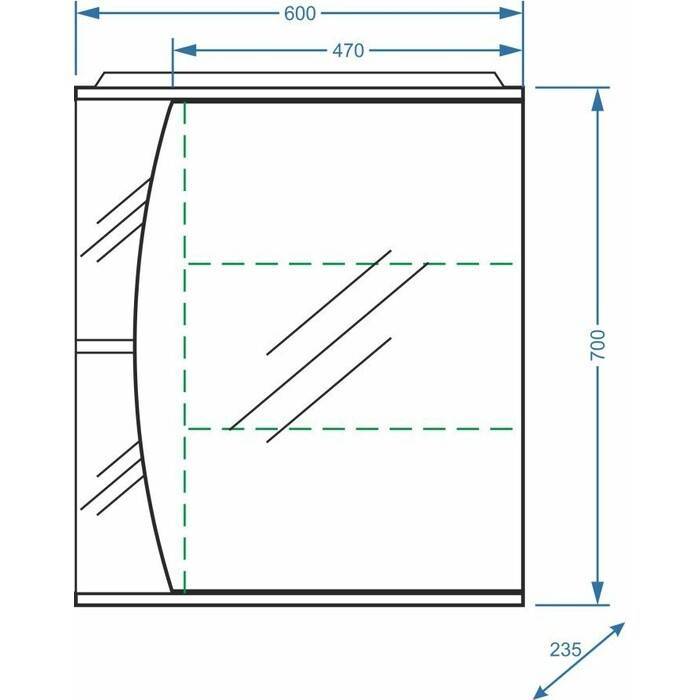 Купить зеркало-шкаф лана-60/с правое белый,stella polar. в Иваново магазин сантехники Суперстрой