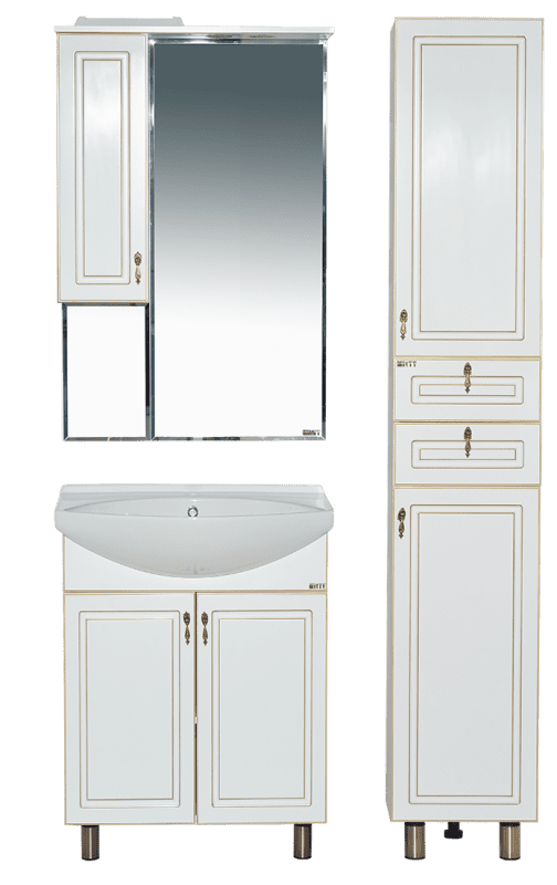 Купить тумба париж-65 прямая белая патина + раковина drej лагуна, misty. в Иваново магазин сантехники Суперстрой