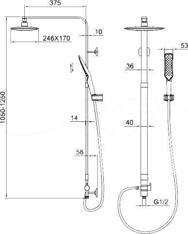 Купить душевая система 35482 без смесителя 3-х режимная,kaiser в Иваново магазин сантехники Суперстрой