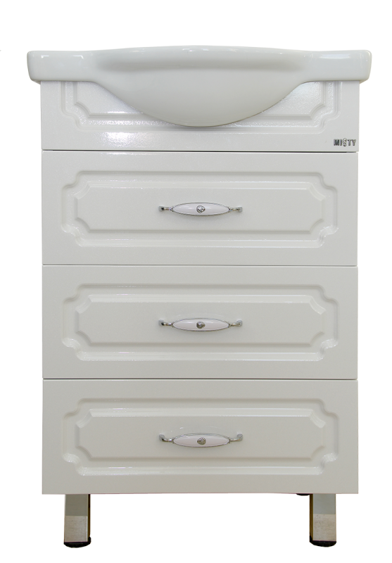 Купить тумба александра 55 ,3 ящ белый металлик misty в Иваново магазин сантехники Суперстрой