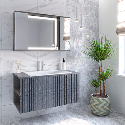 Купить тумба дэрри-100 подвесная,бетон/цемент+раковина pulsus-100,stella polar. в Иваново магазин сантехники Суперстрой