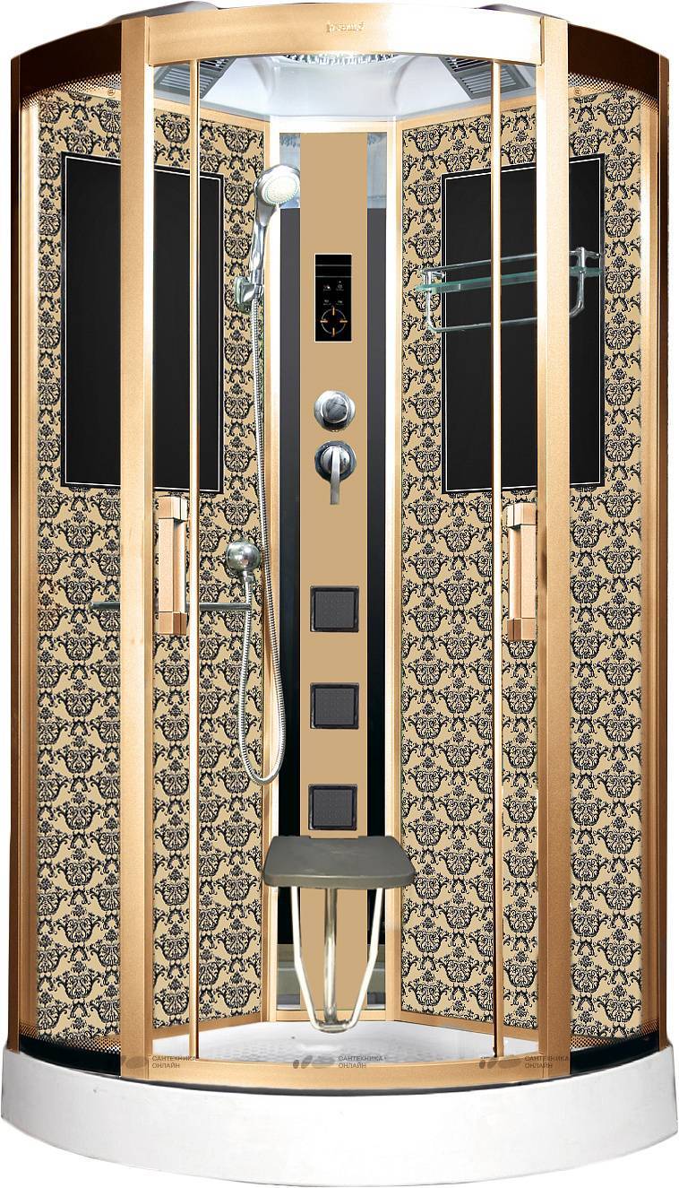 Купить душевая кабина 90*90 ng-7715g нп,г/м,золото, niagara. в Иваново магазин сантехники Суперстрой