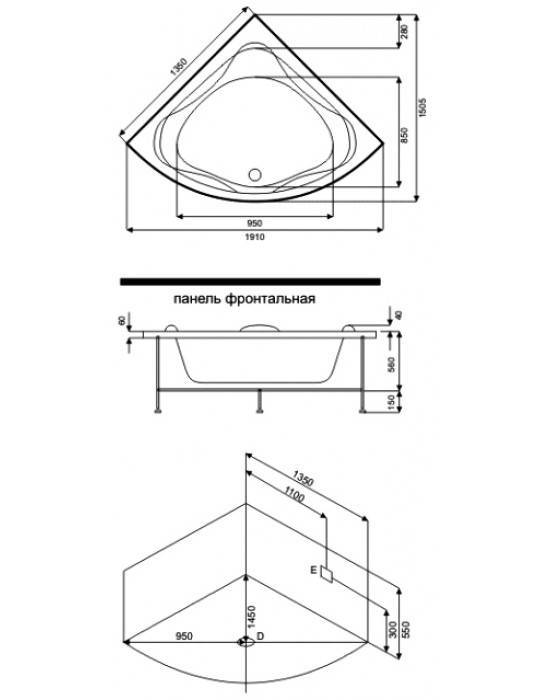 Купить ванна акриловая риола 1350*1350 с экраном, bas. в Иваново магазин сантехники Суперстрой