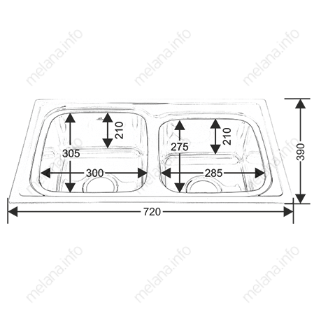 Купить мойка врезная 72*39 (0.8 мм) квадрат, melana. в Иваново магазин сантехники Суперстрой