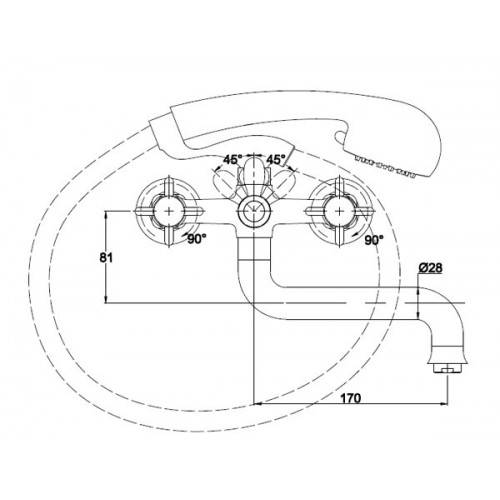 Купить смеситель для ванны с душем cross 41022,kaiser в Иваново магазин сантехники Суперстрой