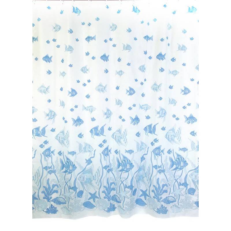 Купить шторка для ванны 180*200 без колец голубая 1382, zalel. в Иваново магазин сантехники Суперстрой