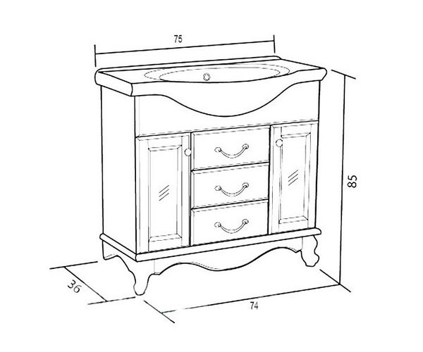 Купить тумба напольная версаль 75 орех+раковина элеганс, good door. в Иваново магазин сантехники Суперстрой