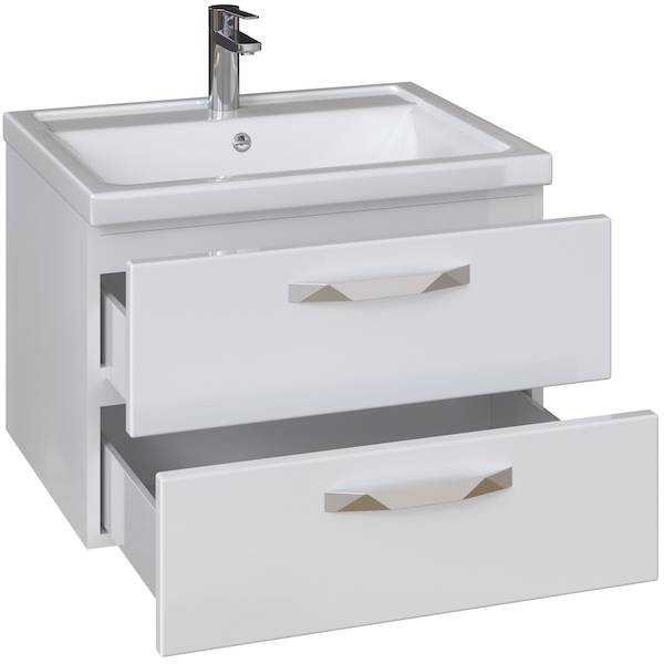 Купить тумба cristal 60 подвес, 2/ящ, белый, sanstar в Иваново магазин сантехники Суперстрой