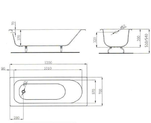 Купить ванна чугунная 1200х700х420, maroni orlando. в Иваново магазин сантехники Суперстрой