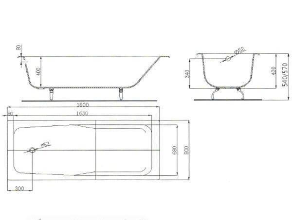 Купить ванна чугунная 1800х800х420, maroni giordano. в Иваново магазин сантехники Суперстрой