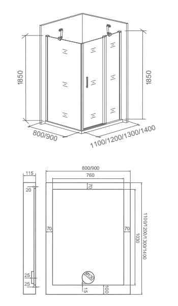 Купить душевое ограждение пандора wcd 140*90, bas. в Иваново магазин сантехники Суперстрой