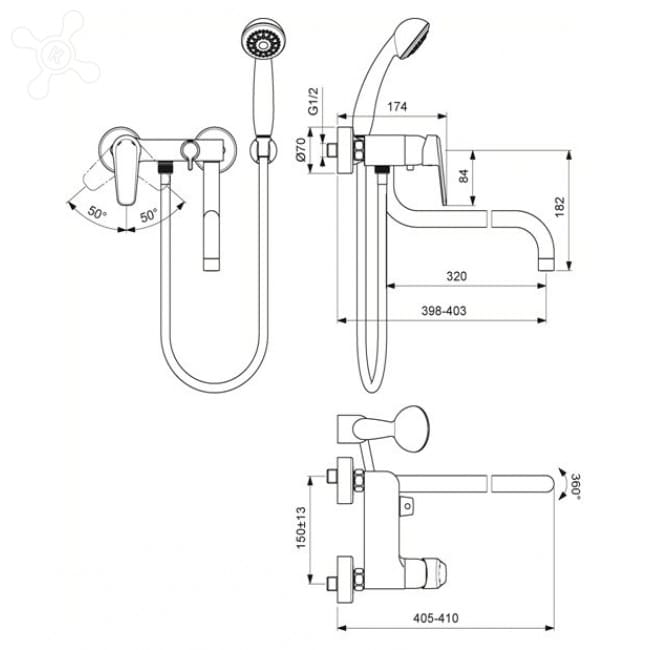 Купить смеситель баланс ba268аа для ванны, видима. в Иваново магазин сантехники Суперстрой
