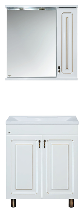 Купить зеркало - шкаф вояж - 70 прав. белая патина,misty. в Иваново магазин сантехники Суперстрой