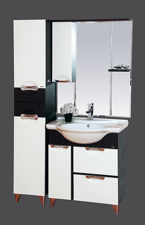 Купить зеркало-шкаф франко-65 левое, свет, венге/белый, misty. в Иваново магазин сантехники Суперстрой