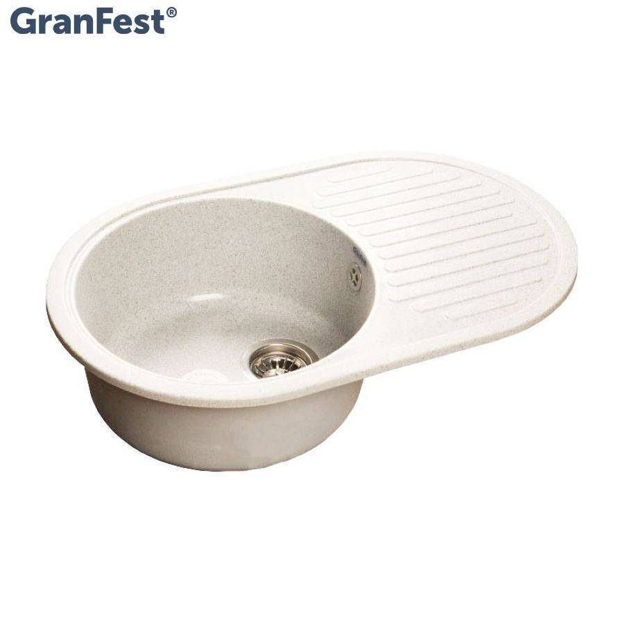 Купить мойка кухонная керамогранит rondo gf-r730l (белая 331),granfest. в Иваново магазин сантехники Суперстрой
