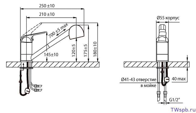 Купить смеситель для кухни  werder 9940953 с выдвижной лейкой, варион. в Иваново магазин сантехники Суперстрой