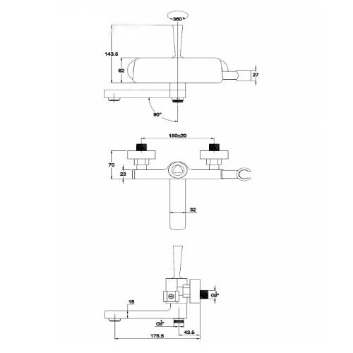 Купить смеситель для ванны vista 65122,kaiser в Иваново магазин сантехники Суперстрой