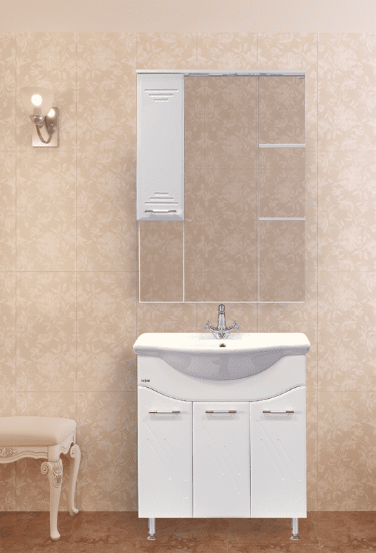 Купить зеркало-шкаф флори-85 левое, свет, misty. в Иваново магазин сантехники Суперстрой