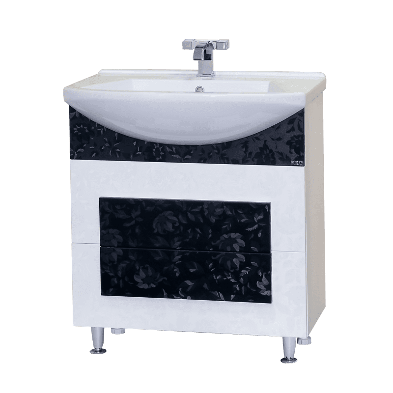 Купить тумба марика-75 черно/белая, 2 ящ. +раковина дрея альфа, misty. в Иваново магазин сантехники Суперстрой