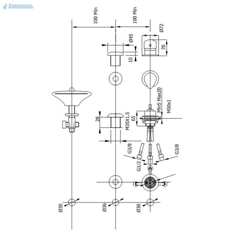 Купить cмеситель на борт ванны asd astel (3-х позиционный), triton. в Иваново магазин сантехники Суперстрой
