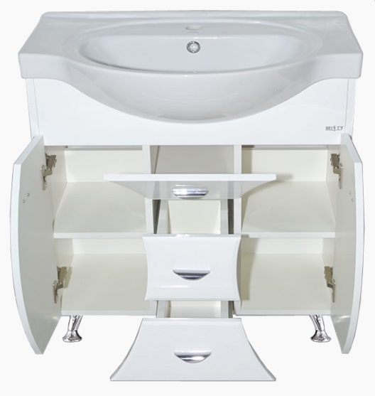 Купить тумба каролина - 80  с 3-мя ящ. розовое стекло,misty. в Иваново магазин сантехники Суперстрой