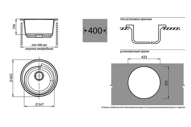 Купить мойка кухонная керамогранит rondo gf-r450 (песочная),granfest. в Иваново магазин сантехники Суперстрой