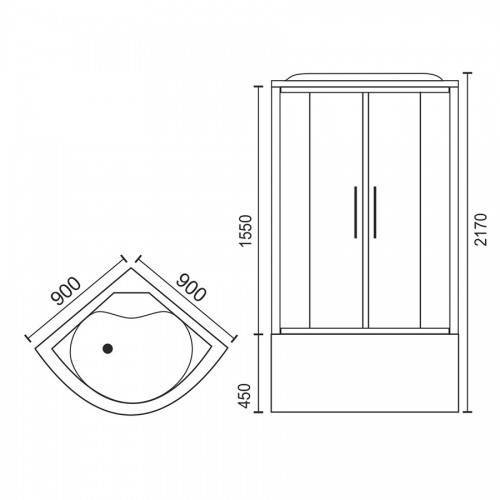 Купить душевая  кабина royal bath rb 90bk6-wt-ch, 90*90*217,нп пс, белая задняя стенка в Иваново магазин сантехники Суперстрой