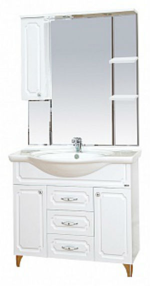 Купить зеркало-шкаф александра - 85  левый(свет) белый металлик, misty в Иваново магазин сантехники Суперстрой