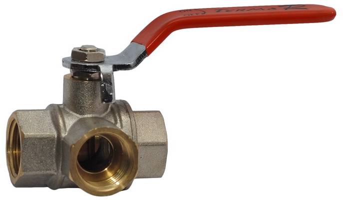 Купить кран шаровый 3-х ходовой 1/2*3/4*1/2, aqualink. в Иваново магазин сантехники Суперстрой