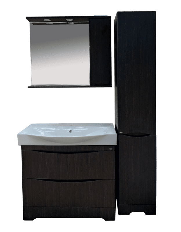 Купить зеркало-шкаф элвис-85 правое, венге, свет, misty. в Иваново магазин сантехники Суперстрой