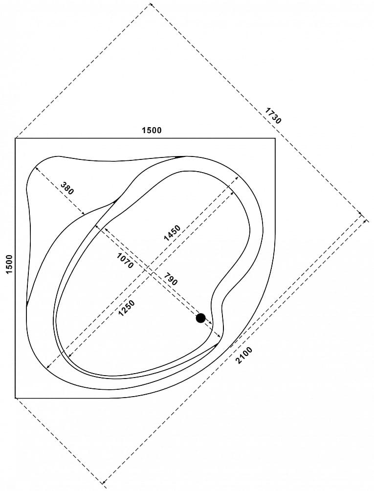 Купить ванна акриловая аура 1500*1500, bas. в Иваново магазин сантехники Суперстрой