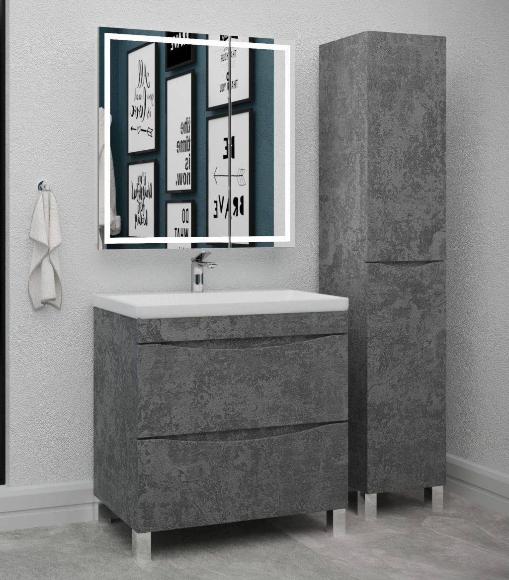 Купить тумба урсула -80 бетон грей+ раковина слим,stella polar. в Иваново магазин сантехники Суперстрой