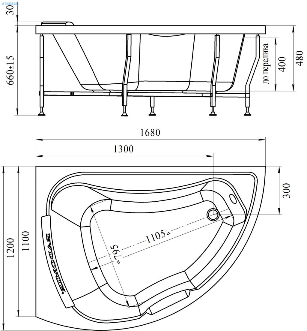 Купить ванна акриловая альбена 168*120 l, radomir. в Иваново магазин сантехники Суперстрой