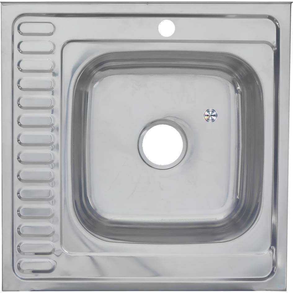 Купить мойка накладная 60*60 (0,8мм) правая, melana. в Иваново магазин сантехники Суперстрой