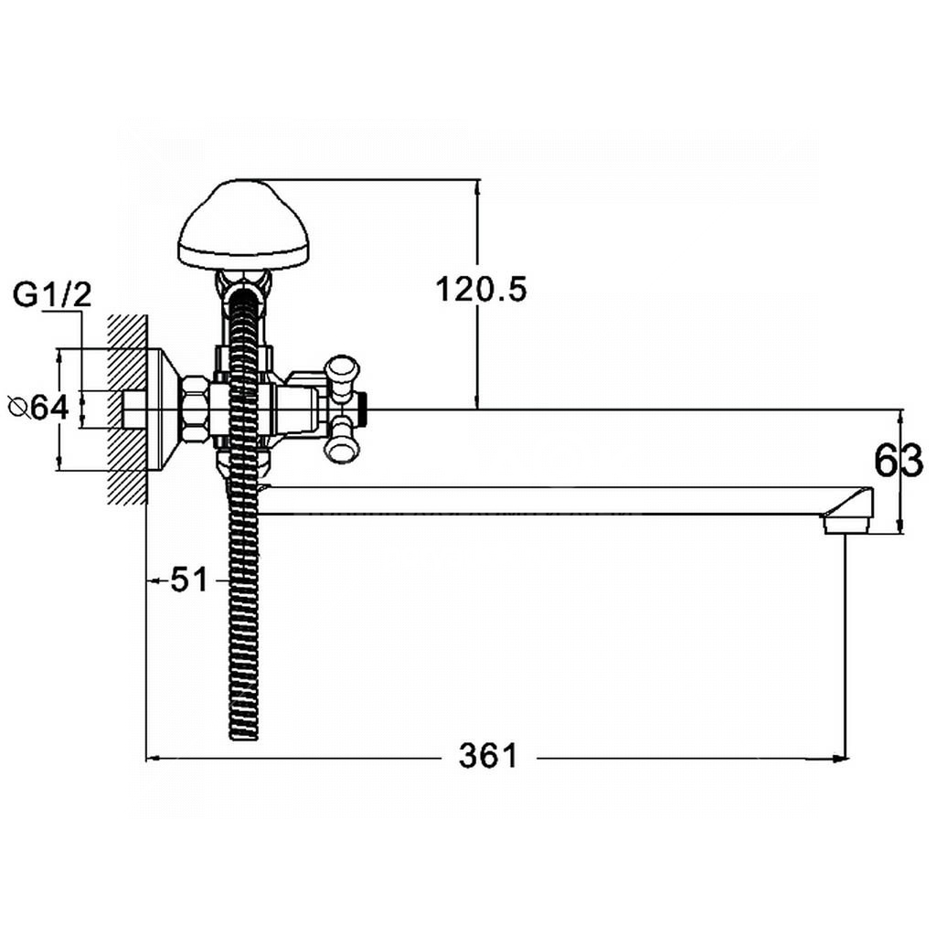 Купить смеситель для ванны с душем qmт7-b722, g-lauf. в Иваново магазин сантехники Суперстрой