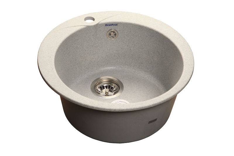 Купить мойка кухонная керамогранит rondo gf-r480 (серая 310), granfest. в Иваново магазин сантехники Суперстрой