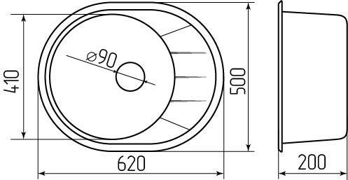 Купить мойка кухонная venera m черный (620мм*500мм), orivel. в Иваново магазин сантехники Суперстрой