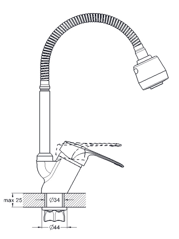 Купить смеситель для кухни kak4-b043 гибкий излив, solone. в Иваново магазин сантехники Суперстрой