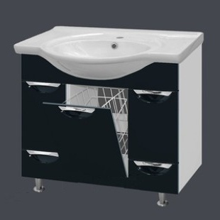 Купить тумба жасмин - 86  2 ящ.(корзина)  черная,misty в Иваново магазин сантехники Суперстрой