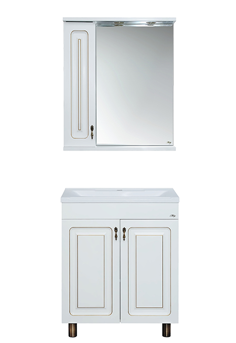 Купить зеркало - шкаф вояж - 60 лев. белая патина, misty. в Иваново магазин сантехники Суперстрой