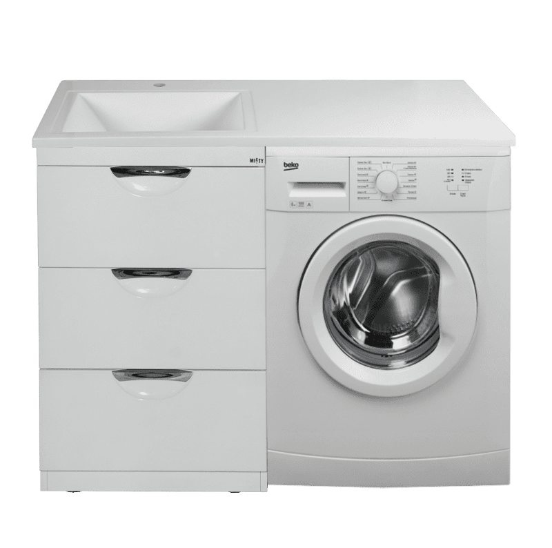 Купить тумба куба-118,5*49, 3 ящ. левая (для стир/машины),misty. в Иваново магазин сантехники Суперстрой