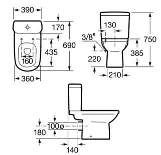 Купить компакт-унитаз giralda  безободковый,  roca. в Иваново магазин сантехники Суперстрой