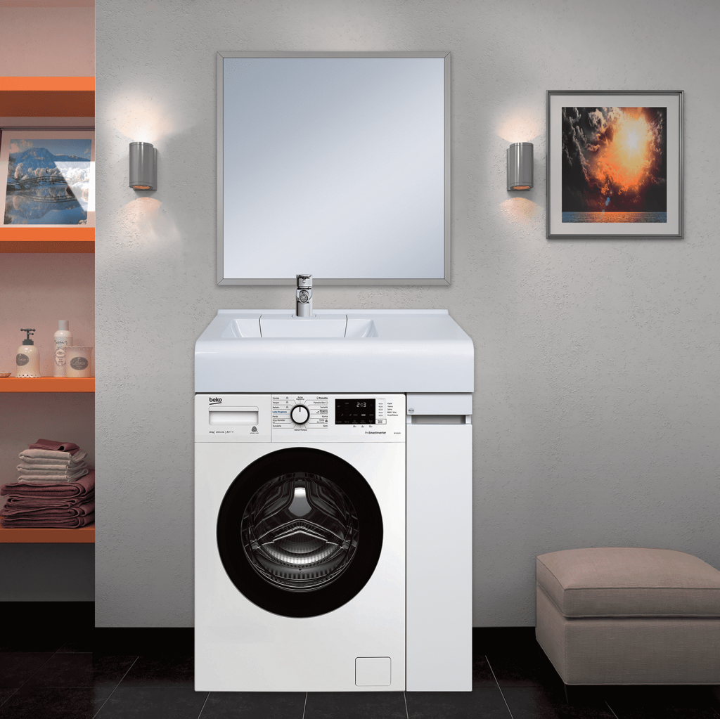 Купить тумба напольная амур-19 под стир машинку+раковина, misty. в Иваново магазин сантехники Суперстрой