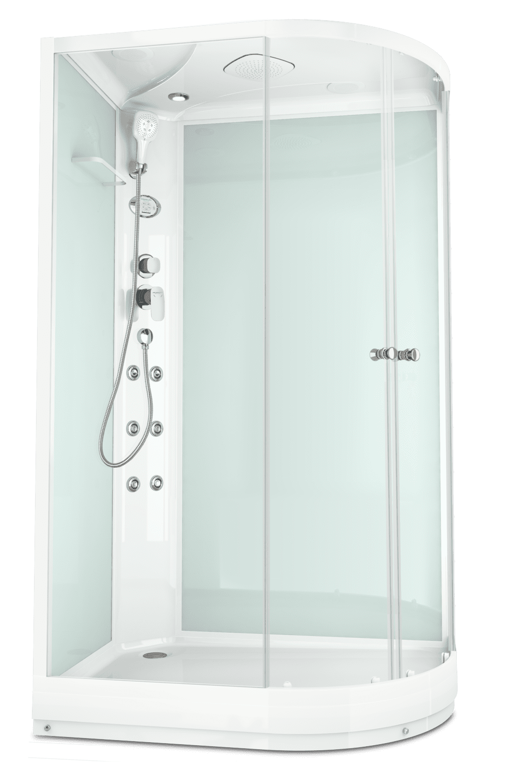 Купить душевая кабина domani spa delight 128 120*80 l нп cм, белая задняя стенка, электрика, гидромассаж в Иваново магазин сантехники Суперстрой