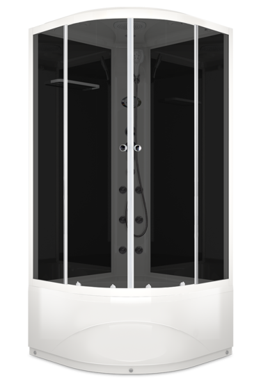 Купить душевая кабина domani spa delight 99high 90*90  вп тс задняя стенка черная, электрика, гидромассаж в Иваново магазин сантехники Суперстрой