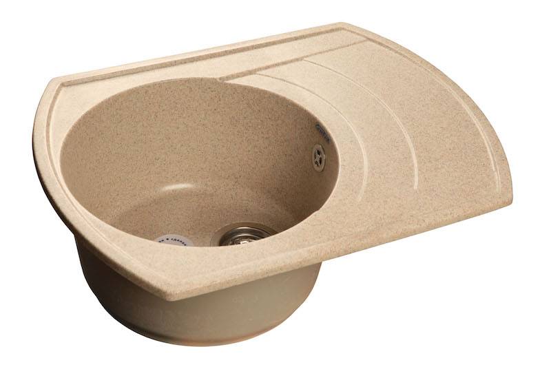 Купить мойка кухонная керамогранит rondo gf-r650l (песочная 302),granfest. в Иваново магазин сантехники Суперстрой