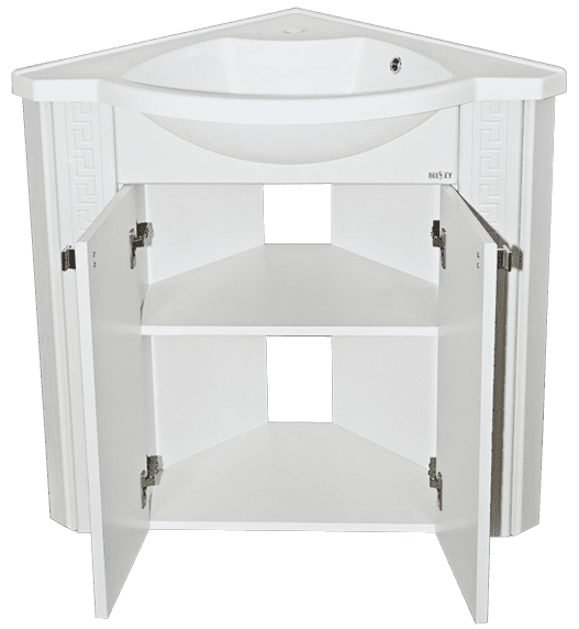 Купить тумба олимпия-60 угловая белая фактур + раковина, misty. в Иваново магазин сантехники Суперстрой