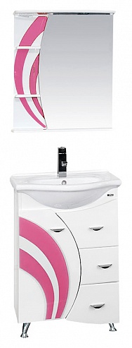 Купить тумба каролина - 60  с 3-мя ящ.лев. розовое стекло,misty. в Иваново магазин сантехники Суперстрой