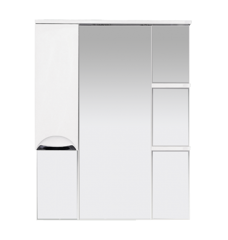 Купить зеркало-шкаф жасмин - 75 лев. (свет) белая эмаль, misty. в Иваново магазин сантехники Суперстрой