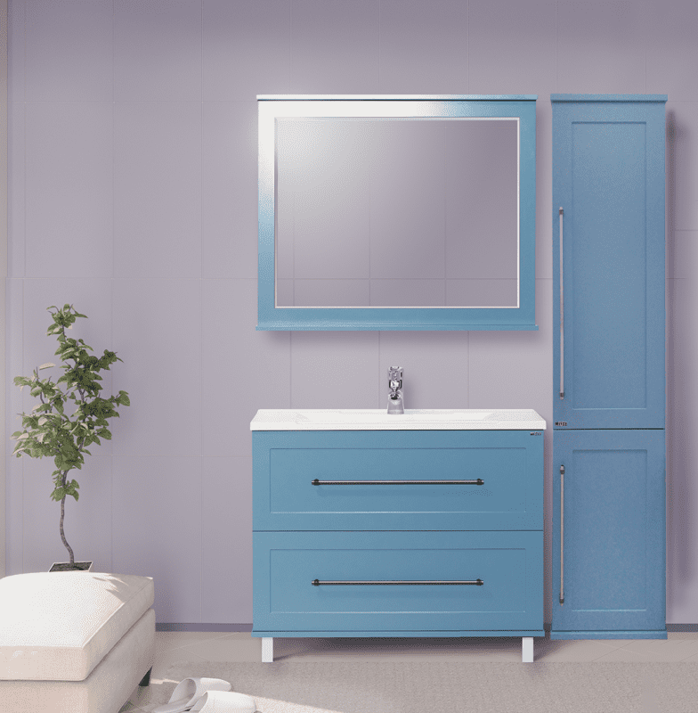 Купить тумба марта-100 голубая матовая + рак. evva-100 d,misty. в Иваново магазин сантехники Суперстрой